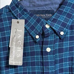 Jachs Navy and Teal Checkered Shirt